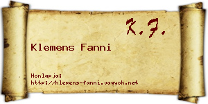 Klemens Fanni névjegykártya